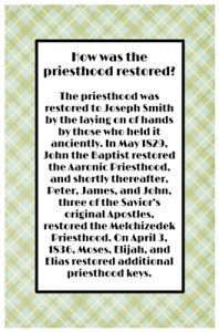 How was the priesthood restored sm